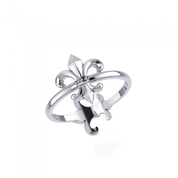 Multi-faceted Fleur-de-Lis ~ Sterling Silver Jewelry Ring TRI1684 - Jewelry